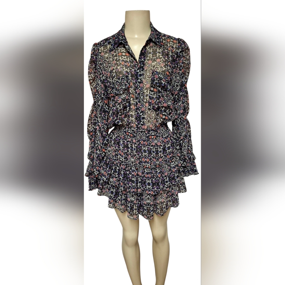 💋Misa Los Angeles Floral Sheer Long Sleeve Dress💋